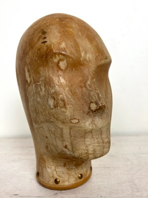 Antique Wooden Milliners Head, 1900s-WZZ-1359282