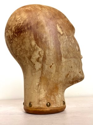 Antique Wooden Milliners Head, 1900s-WZZ-1359282