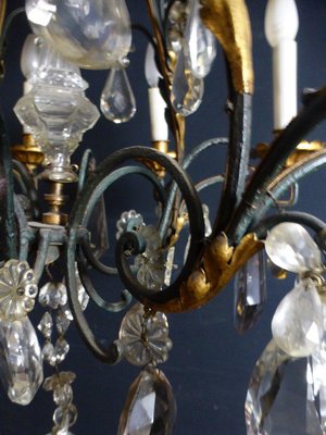 Antique Wrought Iron and Gilded Cage Chandelier-WSV-682015