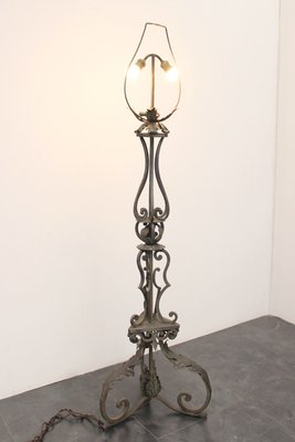 Antique Wrought Iron Ground Lamp, 1890s-IJR-1426134