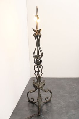 Antique Wrought Iron Ground Lamp, 1890s-IJR-1426134