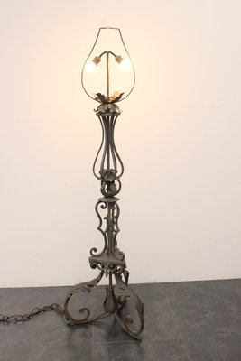 Antique Wrought Iron Ground Lamp, 1890s-IJR-1426134