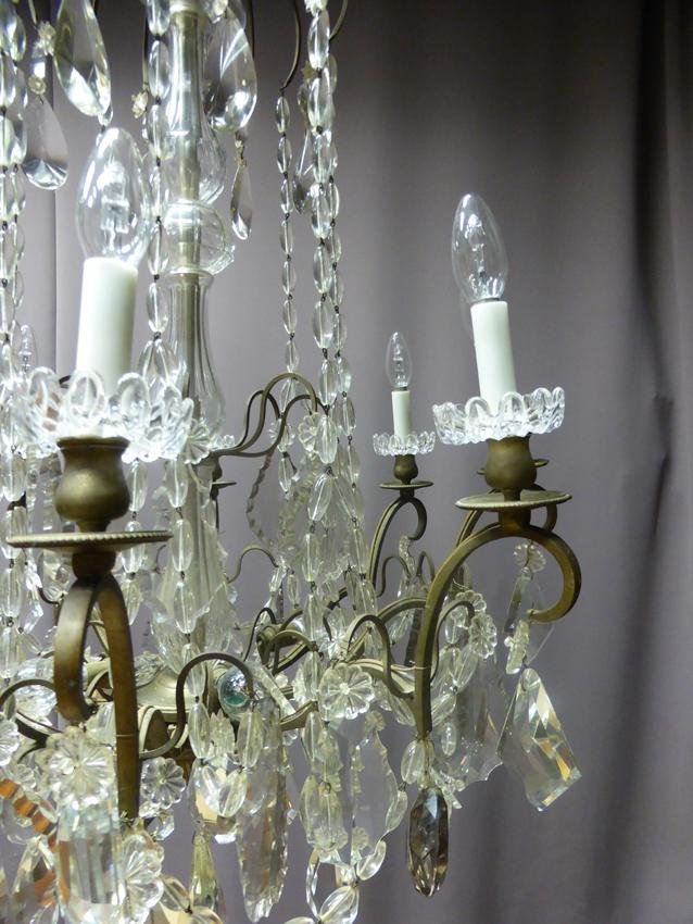 Antique XIX Bronze and Crystal Chandelier