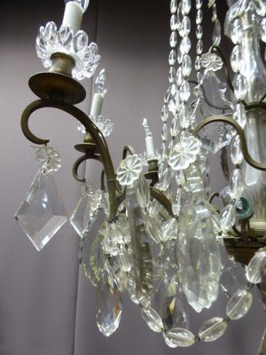 Antique XIX Bronze and Crystal Chandelier-WSV-605298