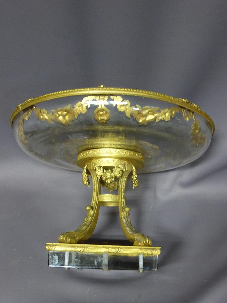 Antique XIX Crystal and Bronze Cup