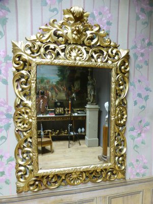 Antique XIX Golden Wood Mirror-WSV-605332