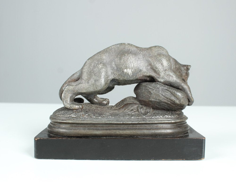 Antique Zinc Casting Panther Sculpture, 1880s