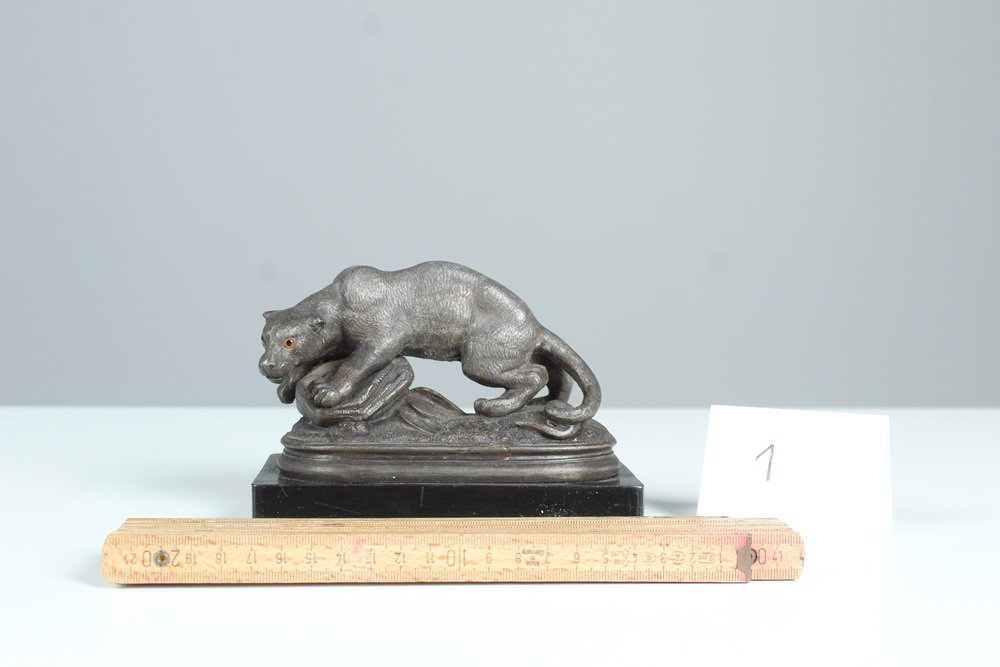 Antique Zinc Casting Panther Sculpture, 1880s