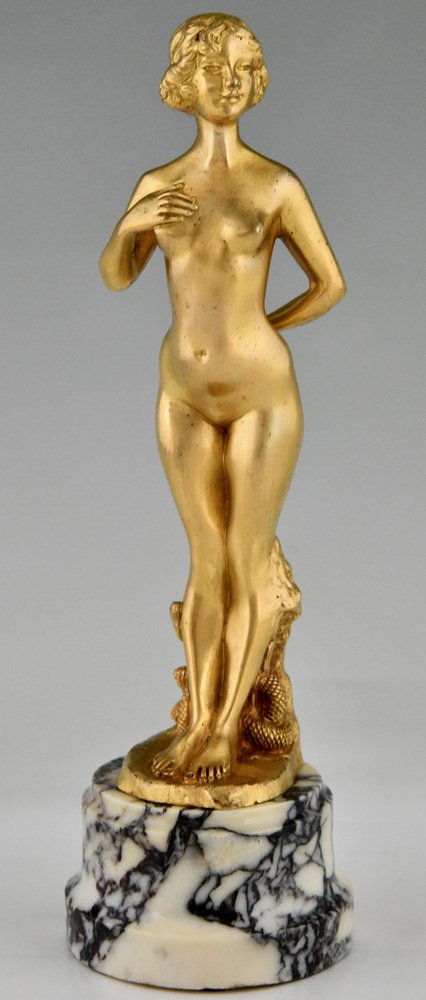 Antoine Bofill, Art Nouveau Nude Sculptures, 1905, Bronzes on Marble Bases, Set of 2