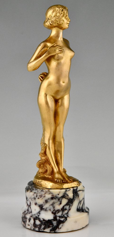 Antoine Bofill, Art Nouveau Nude Sculptures, 1905, Bronzes on Marble Bases, Set of 2