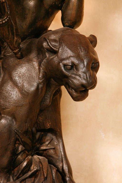 Antoine Durenne (1822-1895), Amor Seated on a Panther, Late 19th Century, Cast Iron