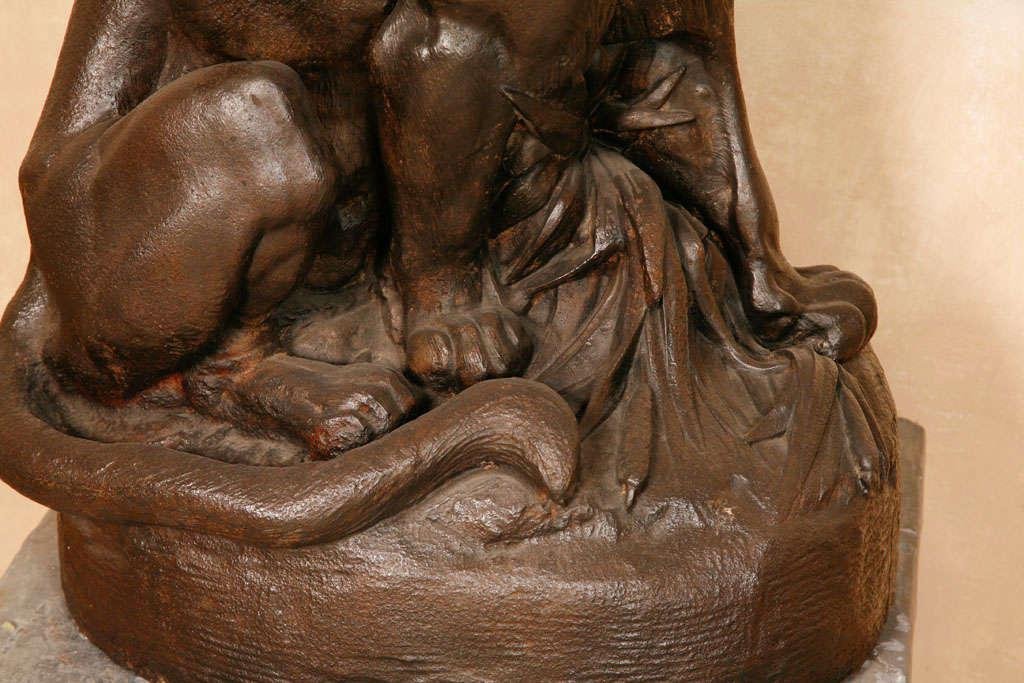 Antoine Durenne (1822-1895), Amor Seated on a Panther, Late 19th Century, Cast Iron