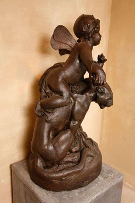 Antoine Durenne (1822-1895), Amor Seated on a Panther, Late 19th Century, Cast Iron-TDA-1376396