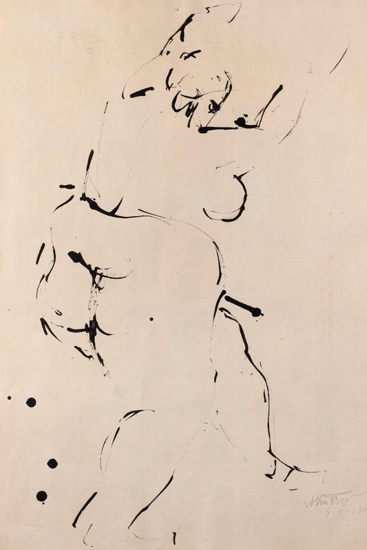 Anton Russev, Nude, Pencil Drawing, Late-20th Century