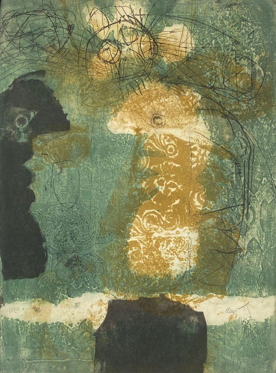 Antoni Clave, Deux troubadours, 1970, Carborundum Etching on Wove Paper