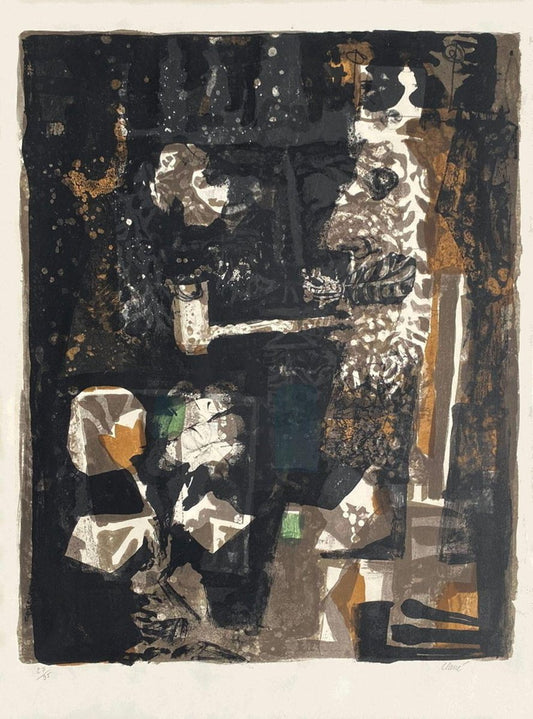 Antoni Clave, Roi au fond noir, 1956, Etching on BFK Rives Paper