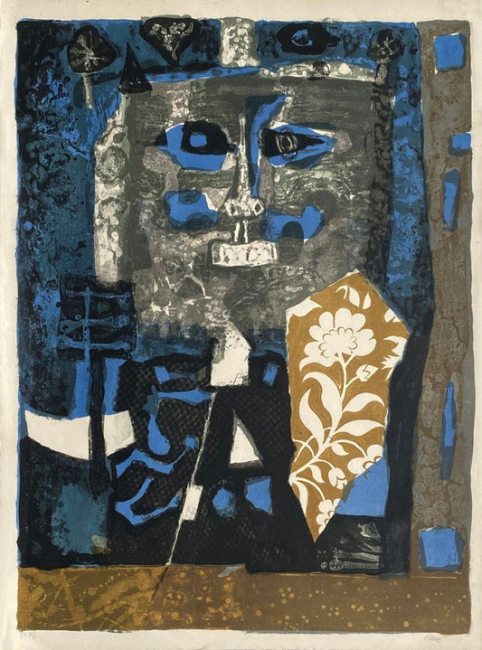 Antoni Clave, Roi bleu et noir, 1957, Lithograph on BFK Rives Paper