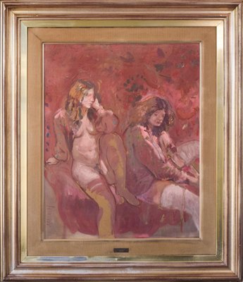 Antoni Munill, Mujeres, 1970s, Oil on Canvas, Framed-AOI-1196865