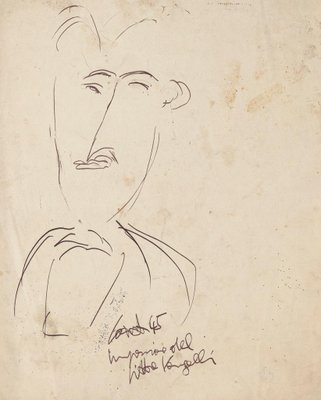 Antonio Cardile, Portrait of Antonio Vangelli, Original Pen Drawing, 1945-ZCI-1378981