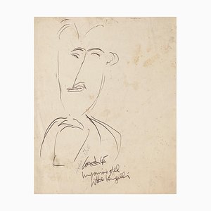 Antonio Cardile, Portrait of Antonio Vangelli, Original Pen Drawing, 1945-ZCI-1378981