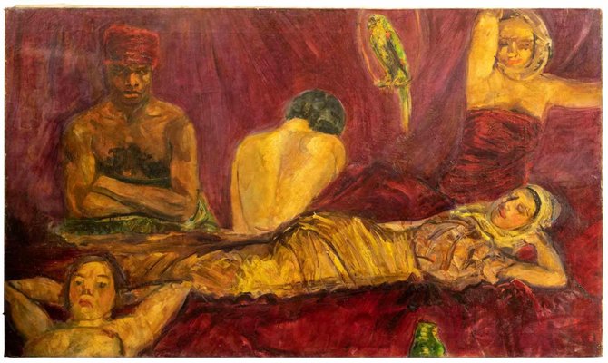 Antonio Feltrinelli, Odalisques, Oil Painting, 1930s-ZCI-1760540