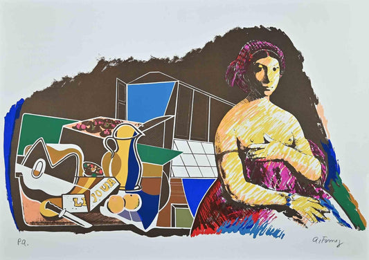 Antonio Fomez, La Fornarina, Original Lithograph, Mid 20th-Century