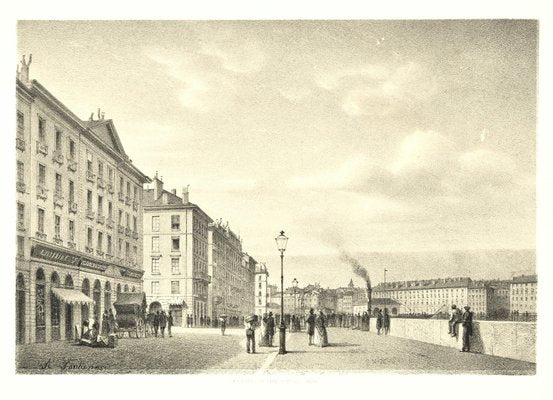 Antonio Fontanesi, View of Geneva, Lithograph, 1850s-ZCI-1760518