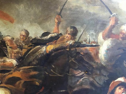 Antonio Savisio, Cavalry Battle, Neapolitan School, 2006, Oil on Canvas, Framed-YUW-1313030