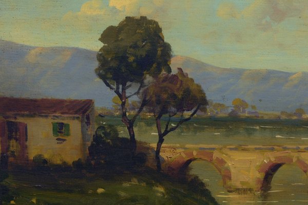 Antonio Tucci, Contryside Landscape, Oil on Canvas, Italy, 1990s, Framed-VHF-1298265