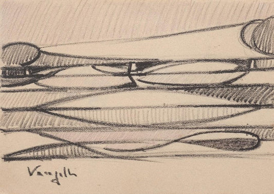 Antonio Vangelli, Abstract Sketch, Pencil Drawing, 1944