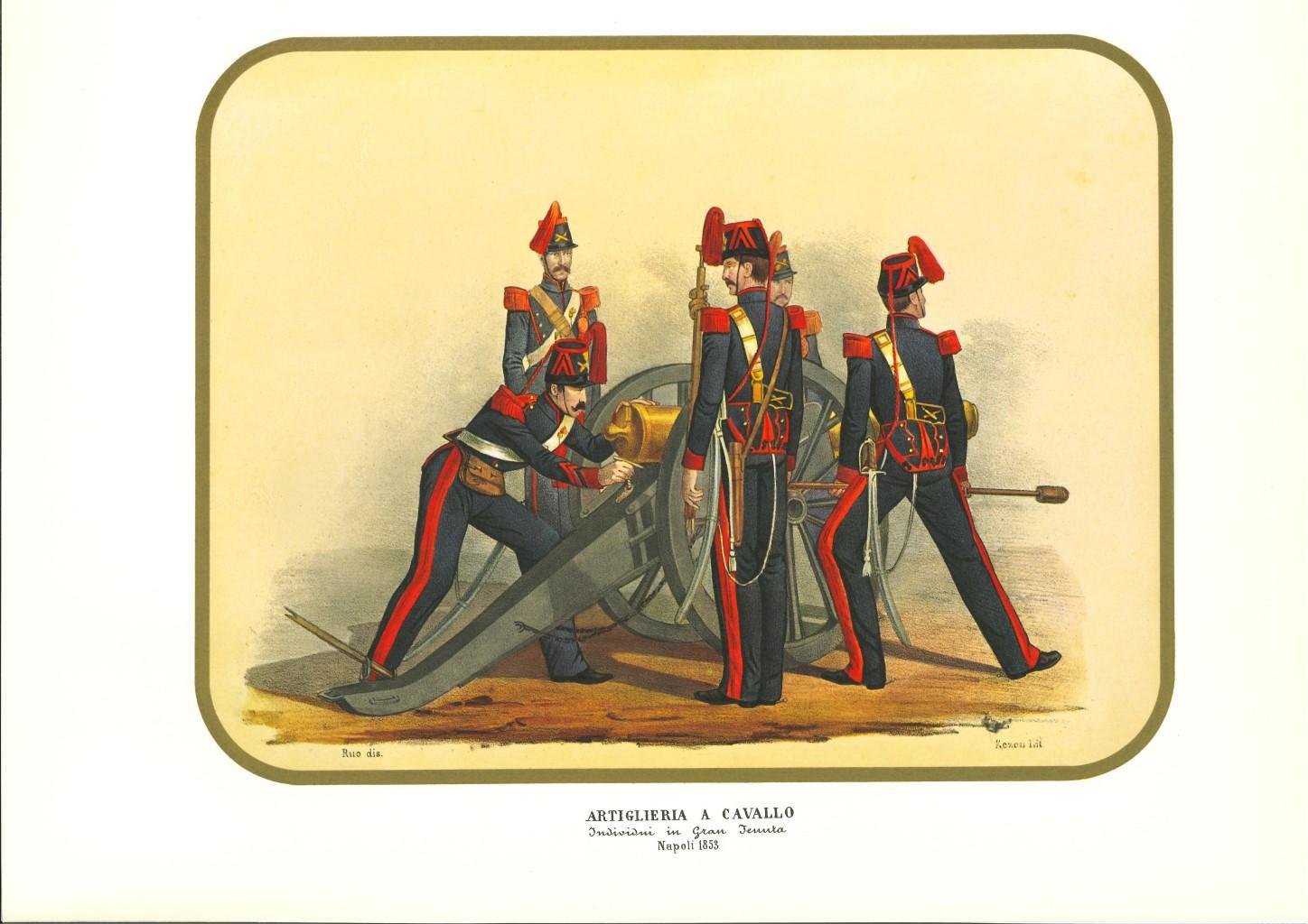 Antonio Zezon, Horse Artillery, Original Lithograph, 1853