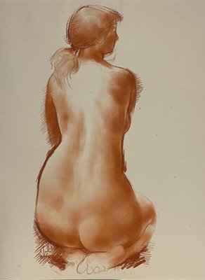 Antoniucci Volti, Nude Sitting, Drawing in Sanguine-KHH-1200944