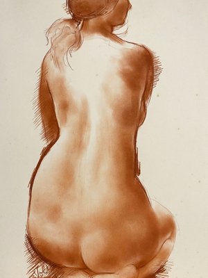 Antoniucci Volti, Nude Sitting, Drawing in Sanguine-KHH-1200944