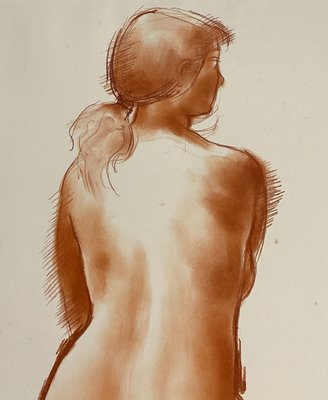 Antoniucci Volti, Nude Sitting, Drawing in Sanguine-KHH-1200944