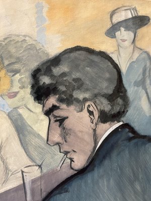 Antonius Johannes Kristians, At the Bar, 1920s, Gouache on Paper-YXM-2024650