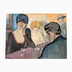 Antonius Johannes Kristians, At the Bar, 1920s, Gouache on Paper-YXM-2024650