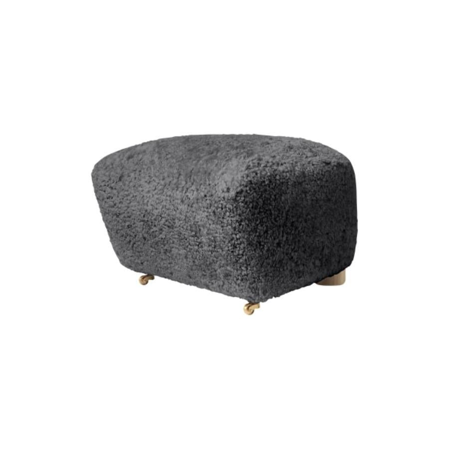 Antrachite Natural Oak Sheepskin the Tired Man Footstool by Lassen