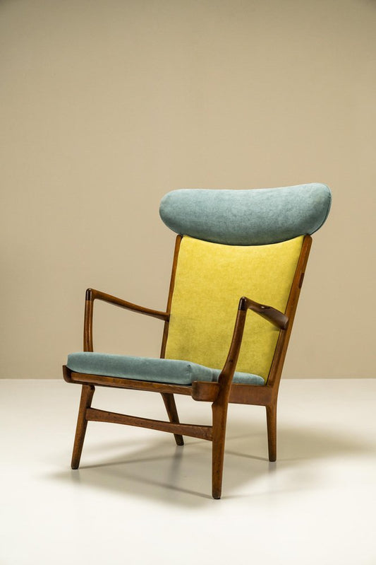 Ap-15 Wingback Armchair in Teak and Two-Tone Fabric by Hans J. Wegner, Denmark, 1951