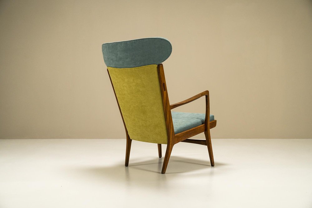 Ap-15 Wingback Armchair in Teak and Two-Tone Fabric by Hans J. Wegner, Denmark, 1951