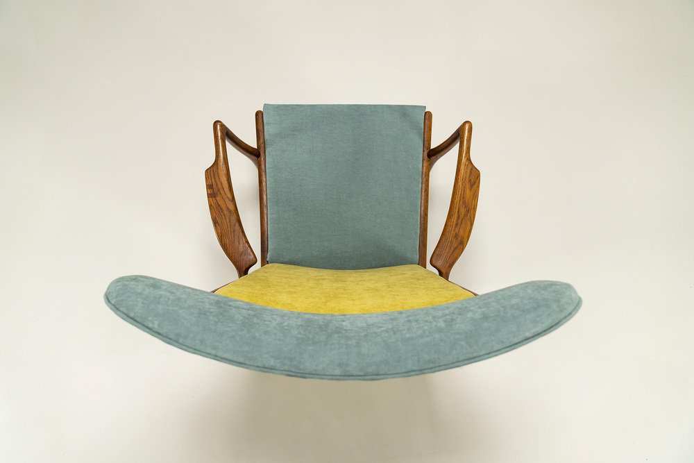 Ap-15 Wingback Armchair in Teak and Two-Tone Fabric by Hans J. Wegner, Denmark, 1951