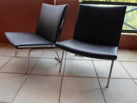 AP40 Chairs with Chromed Metal Side by Hans Wegner for A.P. Stolen, 1950s, Set of 2