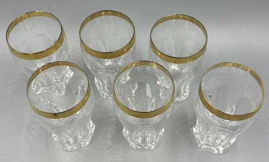 Aperitif Glasses with 18K Gold Rim by Franz Kaspar for Glashütte, 1950s, Set of 6