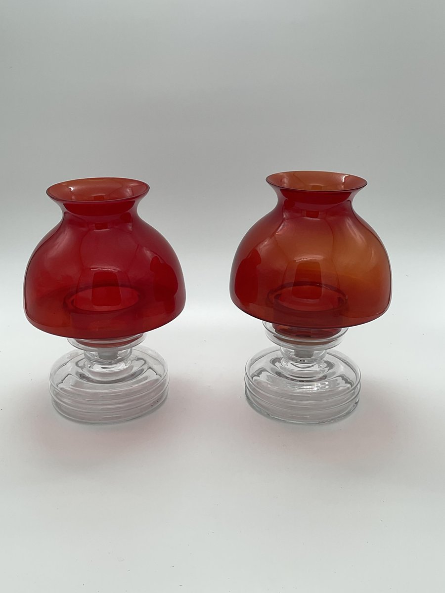 Apollo Tea Candleholders in Glass by Nanny Still for Riihimaki / Riihimaen Lasi Oy, 1960s, Set of 2