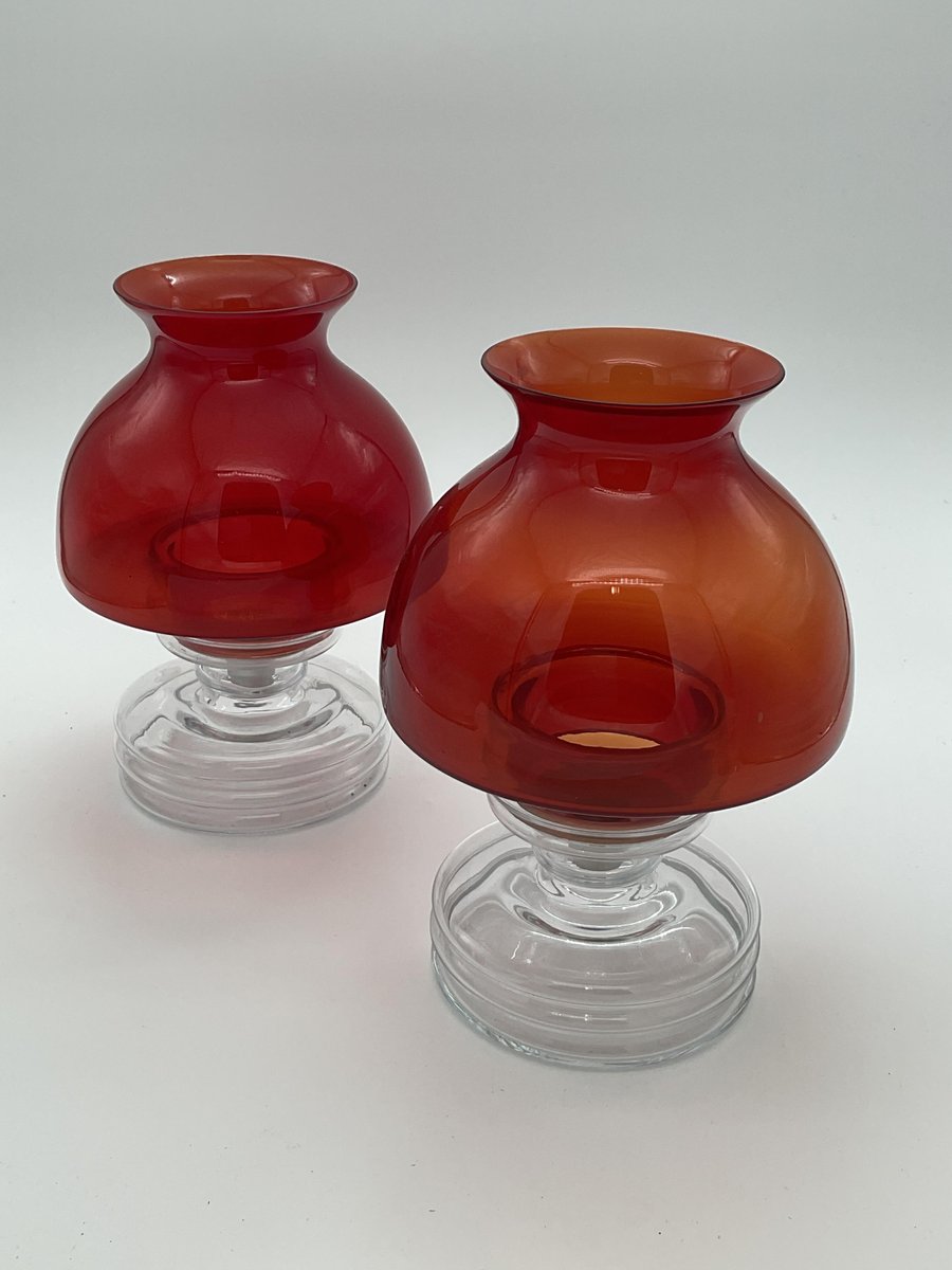 Apollo Tea Candleholders in Glass by Nanny Still for Riihimaki / Riihimaen Lasi Oy, 1960s, Set of 2