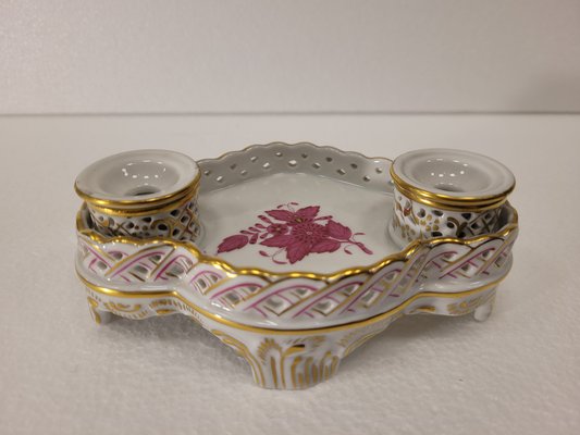 Apponyi Rose Inkwell in Porcelain from Herend, 1940s-NUC-1785815