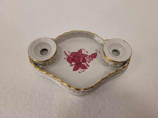 Apponyi Rose Inkwell in Porcelain from Herend, 1940s