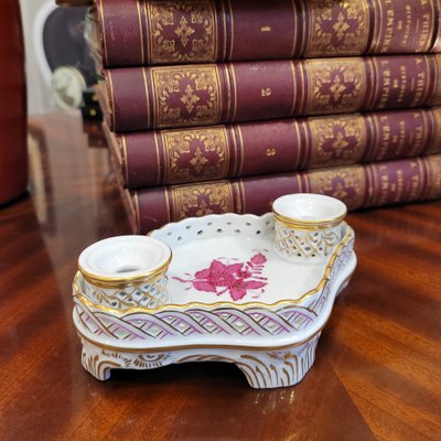 Apponyi Rose Inkwell in Porcelain from Herend, 1940s-NUC-1785815