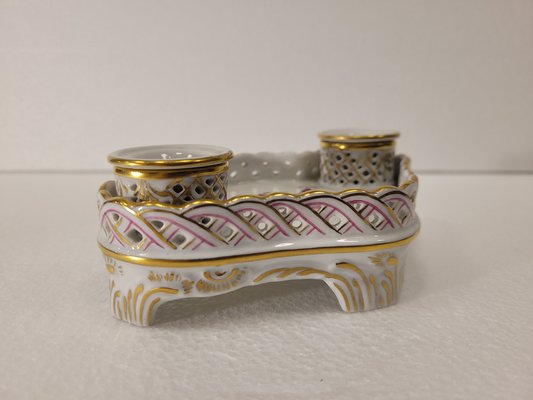 Apponyi Rose Inkwell in Porcelain from Herend, 1940s-NUC-1785815