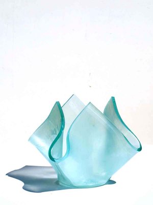 Aquamarine Acid Crystal Vase from Fontana Arte, 1950s-KGD-255594