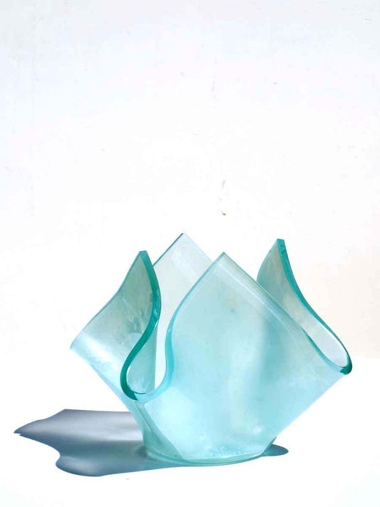 Aquamarine Acid Crystal Vase from Fontana Arte, 1950s